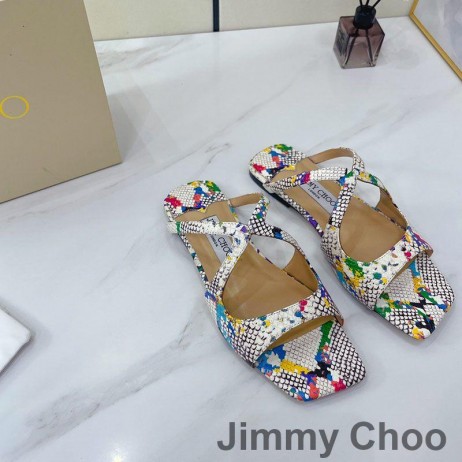 Jimmy Choo 스 슬라이드는 여성 Elaphe 금속 광택 블루