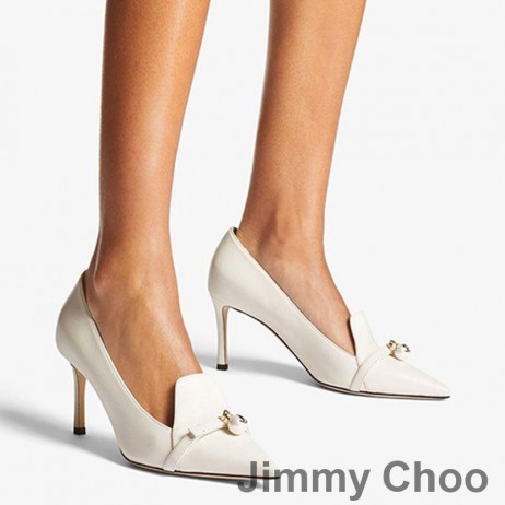 Jimmy Choo Felicitie85 펌프는 여자 가죽으로 진주 꾸밈색