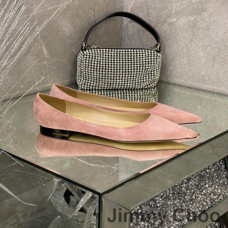 Jimmy Choo 사랑을 아파트 여성 스웨이드 분홍색