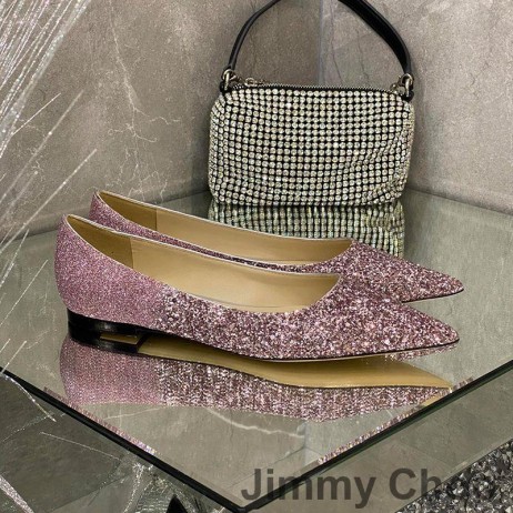 Jimmy Choo Romy 아파트 여성의 반짝이 직물색