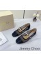 Jimmy Choo Ade 아파트 여성 메쉬와 가죽으로 장식 진주 블랙