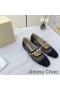 Jimmy Choo Ade 아파트 여성 메쉬와 가죽으로 장식 진주 블랙