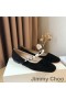 Jimmy Choo Ade 아파트 여성 스웨이드 진주 꾸밈 블랙