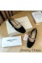 Jimmy Choo Ade 아파트 여성 스웨이드 진주 꾸밈 블랙