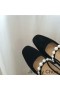 Jimmy Choo Ade 아파트 여성 스웨이드 진주 꾸밈 블랙