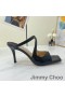 Jimmy Choo 아니 85 굽 슬라이드는 여자 가죽 검정