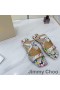 Jimmy Choo 스 슬라이드는 여성 Elaphe 금속 광택 블루
