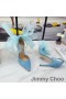 Jimmy Choo Averly100 펌프는 여성 스웨이드와 함께 대형 메시 리본 하늘색