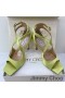 Jimmy Choo 아지아 85 샌들은 여자 레몬 새틴