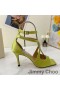 Jimmy Choo 아지아 85 샌들은 여자 레몬 새틴