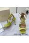 Jimmy Choo 아지아 85 샌들은 여자 레몬 새틴