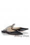 Jimmy Choo 빙 평 노새 여자 가죽으로 크리스탈 스트랩 블랙