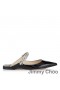 Jimmy Choo 빙 평 노새 여자 가죽으로 크리스탈 스트랩 블랙