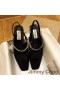 Jimmy Choo 빙 숙 아파트 여성은 특허를 가죽으로 크리스탈 스트랩 블랙