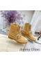 Jimmy Choo 라는 평지 전투 부츠 여성 스웨이드와 함께 크리스탈 버클 낙타