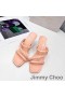 Jimmy Choo Diosa85 굽 슬라이드는 여자 가죽으로 꼰 스트랩 핑크색