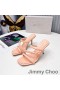 Jimmy Choo Diosa85 굽 슬라이드는 여자 가죽으로 꼰 스트랩 핑크색