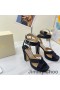 Jimmy Choo 가이아 115 플랫폼 샌들 여성의 새틴 블랙
