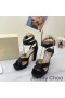 Jimmy Choo 가이아 115 플랫폼 샌들 여성의 새틴 블랙