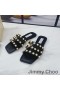 Jimmy Choo 하잘 슬라이드는 여성 나파 펄 스터드 블랙