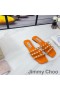 Jimmy Choo 하잘 슬라이드는 여성 나파 펄 스터드 오렌지