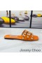 Jimmy Choo 하잘 슬라이드는 여성 나파 펄 스터드 오렌지