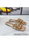 Jimmy Choo 하잘 슬라이드는 여성 나파 펄 스터드 로즈 골드