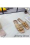 Jimmy Choo 하잘 슬라이드는 여성 나파 펄 스터드 로즈 골드
