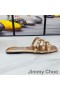 Jimmy Choo 하잘 슬라이드는 여성 나파 펄 스터드 로즈 골드