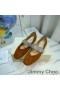 Jimmy Choo 크리스 아파트 여성 스웨이드와 함께 크리스탈 스트랩 Brown