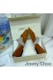 Jimmy Choo 크리스 아파트 여성 스웨이드와 함께 크리스탈 스트랩 Brown