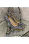 Jimmy Choo 사랑 펌프는 여성의 반짝이 저하되는 직물은 회색/파랑