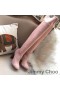 Jimmy Choo 메인 100 무릎 부츠 여성 스웨이드와 함께 크리스탈 치장 힐 핑크색