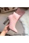 Jimmy Choo 메인 100 무릎 부츠 여성 스웨이드와 함께 크리스탈 치장 힐 핑크색