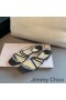 Jimmy Choo Meira 샌들 여성 Nappa 가죽 리프와 함께 크리스탈 꾸밈 블랙