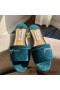 Jimmy Choo Minea 슬라이드는 여성 스웨이드로 결정 장식 녹색
