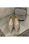 Jimmy Choo Romy 아파트 여성의 반짝이 직물 그레이/Silver