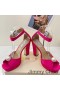Jimmy Choo Socorie115 플랫폼 샌들 여성의 새틴으로 진주 세미