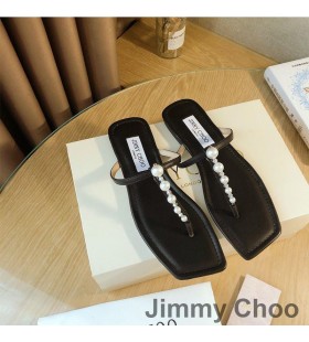 Jimmy Choo Alaina Slides Women Nappa Leather With Pearl Embellishment Black