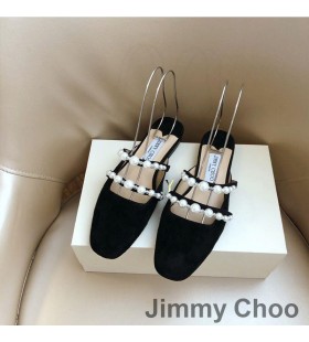 Jimmy Choo Amaya 노새는 여성 스웨이드 진주 꾸밈 블랙