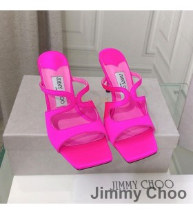 Jimmy Choo 아니 85 굽 슬라이드는 여성 사틴 로즈