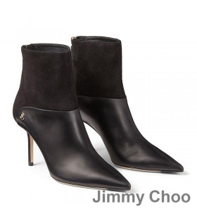 Jimmy Choo Beyla85 앵클 부츠 여성 송아지를 가죽 스웨이드 JC 버튼을 디테일 블랙