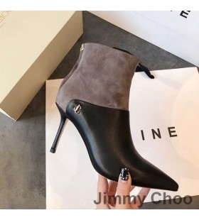 Jimmy Choo Beyla85 앵클 부츠 여성 송아지를 가죽 스웨이드 JC 버튼 그레이스톤