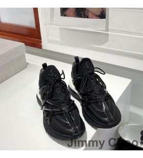Jimmy Choo 우주 F 낮은 최고 운동화는 여자 가죽 그리고 네오프렌 블랙