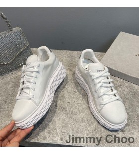 Jimmy Choo 다이아몬드는 빛 F 맥시 스니커즈 니트 여자 플래트홈을 가진 흰색창