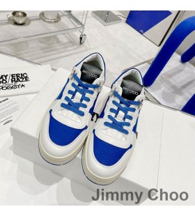 Jimmy Choo Eh P Florent F ìš´ë™í™” ë‚¨ë…€ ì†¡ì•„ì§€ë¥¼ ê°€ì£½ê³¼ ìº”ë²„ìŠ¤ì™€ ë°˜ì§ì´ëŠ” ë‹¨ë… ë°±ìƒ‰/íŒŒëž‘