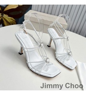 Jimmy Choo Indiya85 샌들 여성 Nappa 가죽으로 크리스탈 마음색