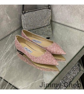 Jimmy Choo Love Flats Women Glitter Degrade Fabric Cherry