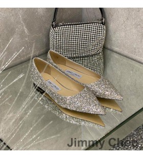 Jimmy Choo 사랑을 아파트 여성의 반짝이 저하되는 직물 Grey