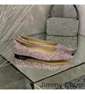 Jimmy Choo 사랑을 아파트 여성의 반짝이 저하되 보라색 직물